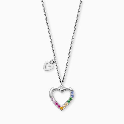 Kinder Halskette Edelstahl Herz mit Zirkonia multicolor