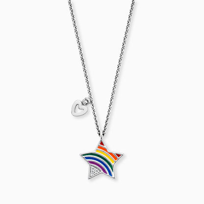 Kinder Halskette Edelstahl Herz mit Zirkonia multicolor