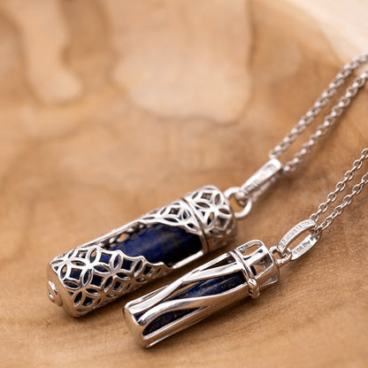 Halskette 925er Silber Powerful Stone mit Kraftstein Lapislazuli Größe S