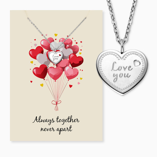 Grußkarte Love You mit Halskette Edelstahl Silber