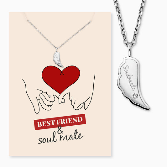 Grußkarte Soulmate mit Halskette Edelstahl Silber