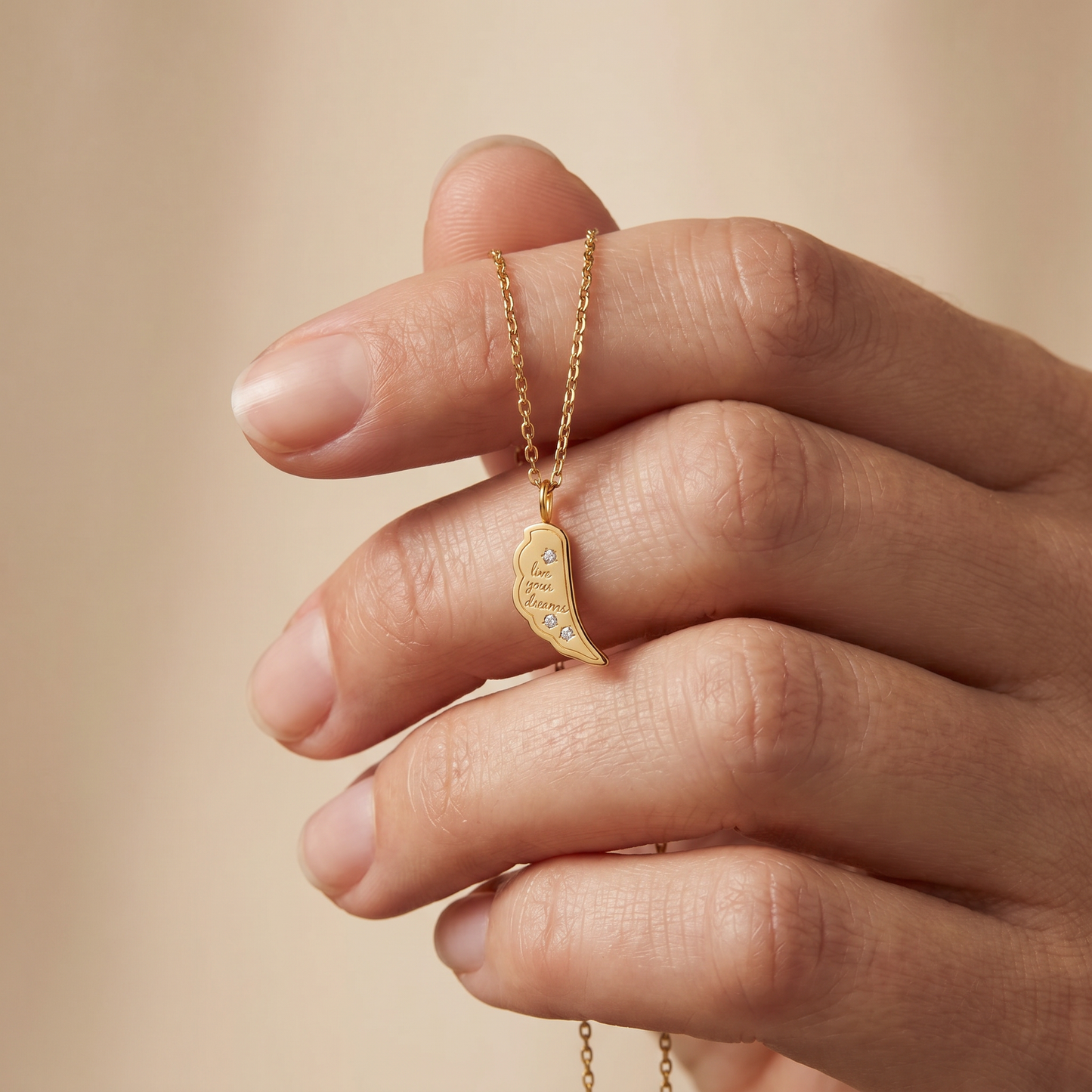 Halskette Edelstahl Gold mit Grußkarte Live Your Dream