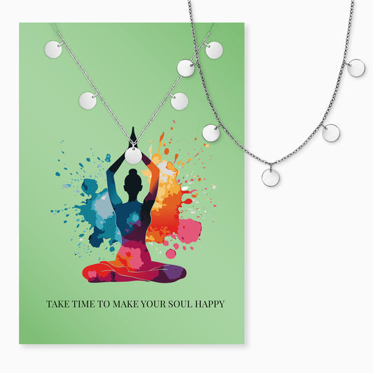 Grußkarte Happy Soul mit Halskette Edelstahl Silber