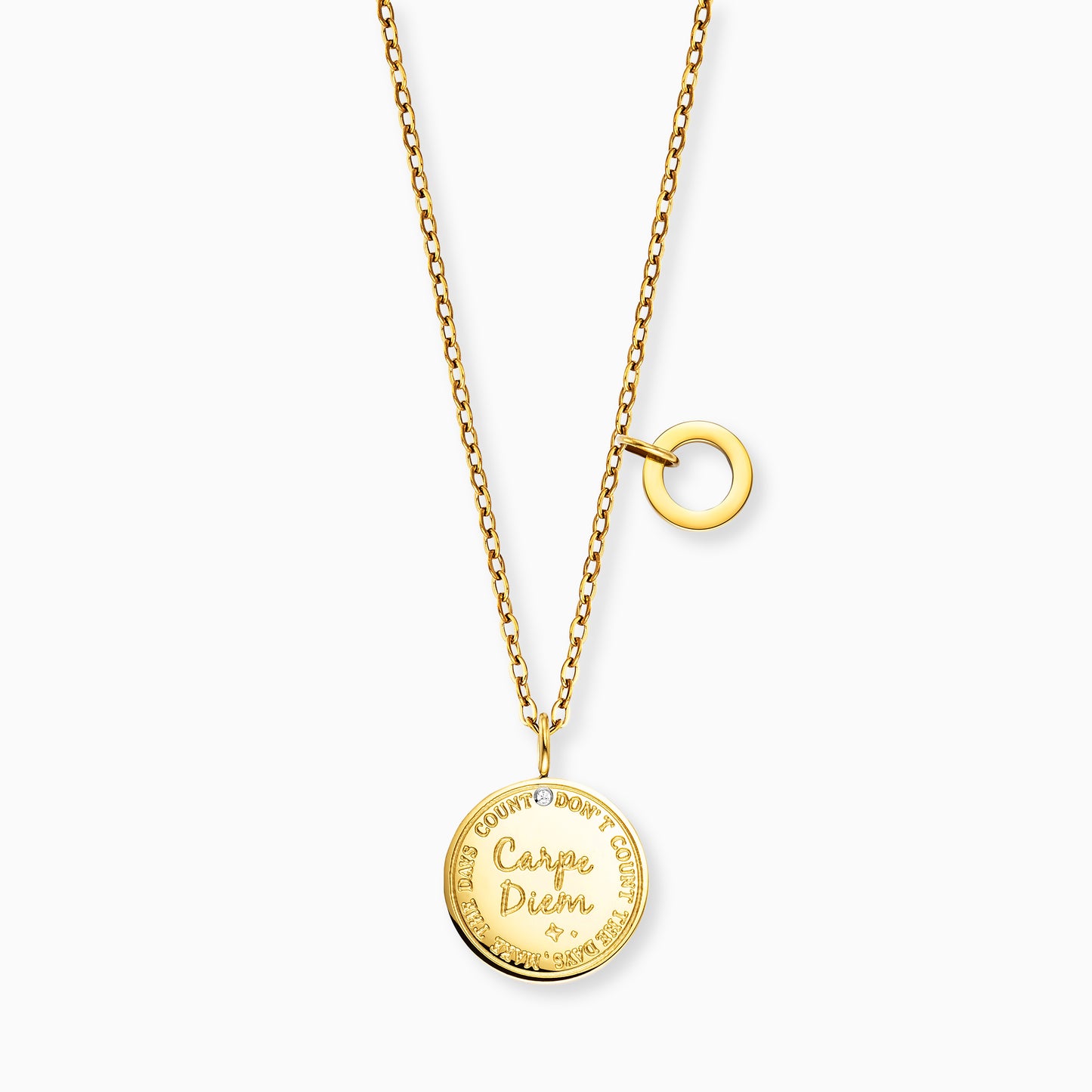 Grußkarte Carpe Diem mit Halskette Edelstahl Gold