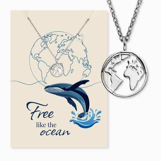 Grußkarte Ocean mit Halskette Edelstahl Silber