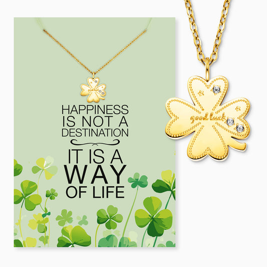 Grußkarte Happiness mit Halskette Edelstahl Gold