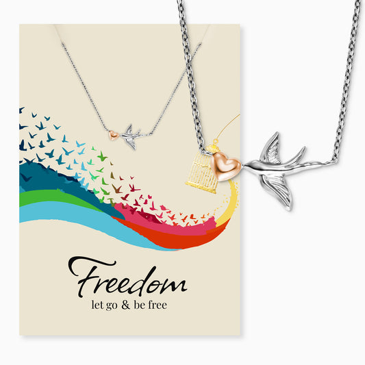 Grußkarte Freedom mit Halskette Edelstahl Bicolor