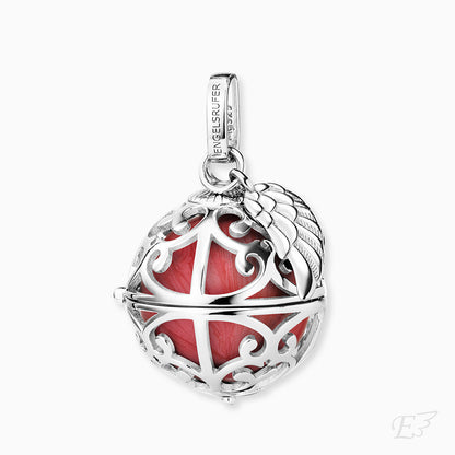 Engelsrufer women's pendant silver with wings and Chime in mother-of-pearl color in red