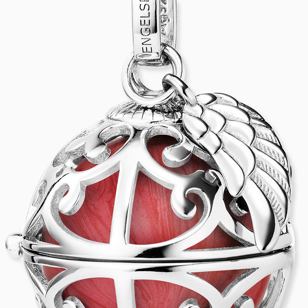 Engelsrufer women's pendant silver with wings and Chime in mother-of-pearl color in red