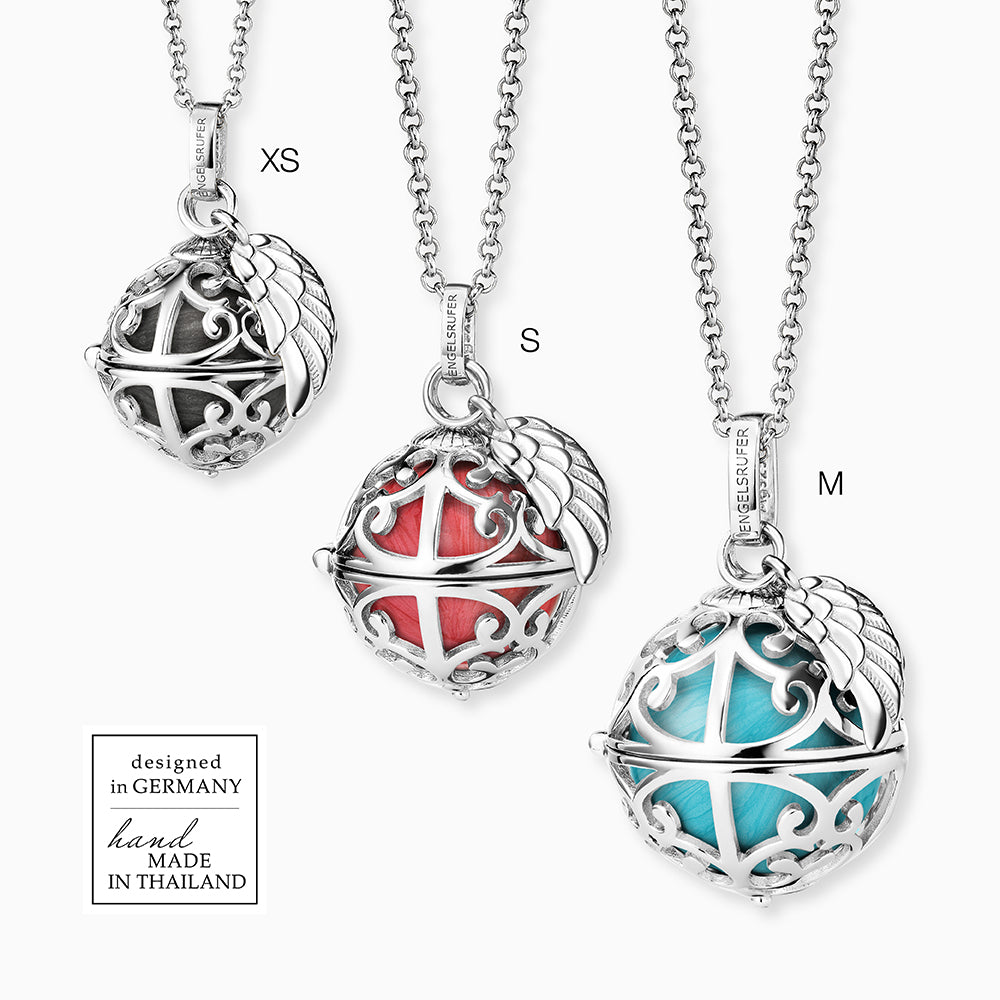 Engelsrufer women's pendant silver with wings and Chime in mother-of-pearl color in turquoise