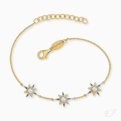 Engelsrufer bracelet gold-plated star bicolor with zirconia stones