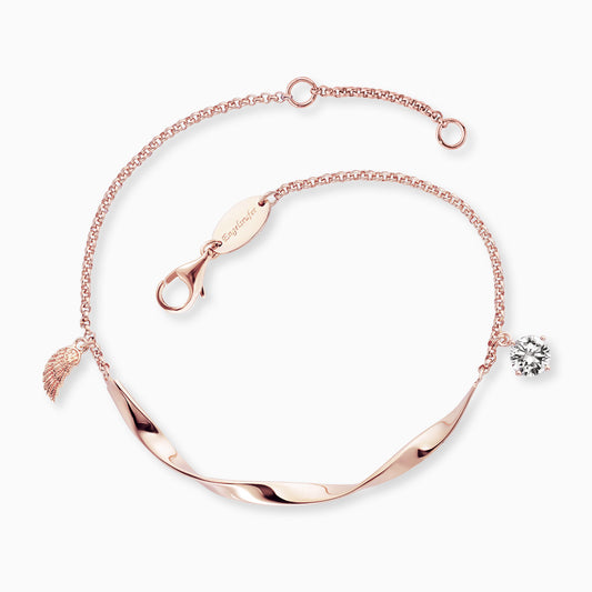 Engelsrufer bracelet Twist with small wing and zirconia stone rose gold