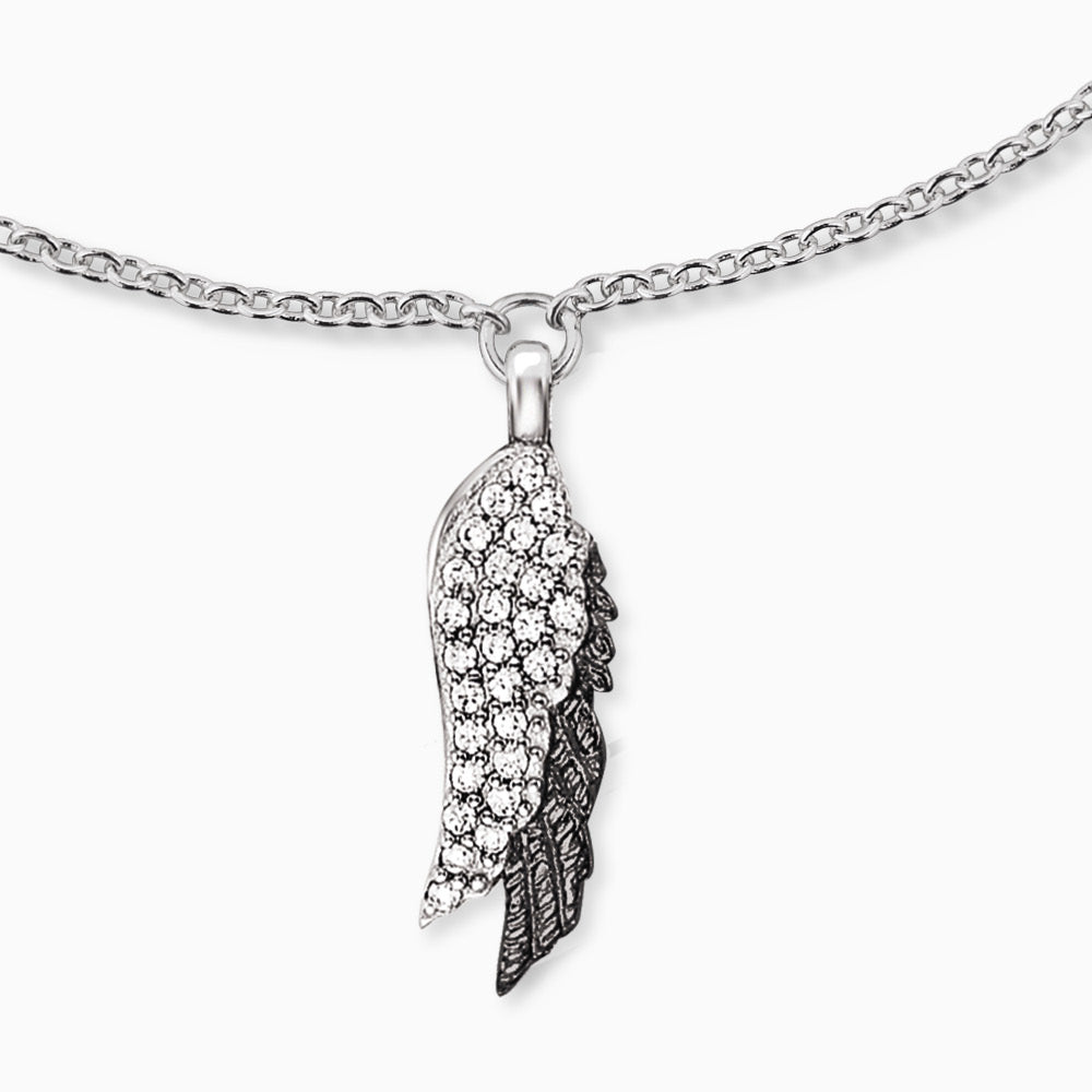 Engelsrufer Damen Armband mit Anhänger Flügel Duo mit Zirkonia silber und schwarz