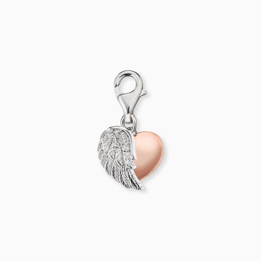 Engelsrufer women's charm two-tone heart wings with zirconia stones