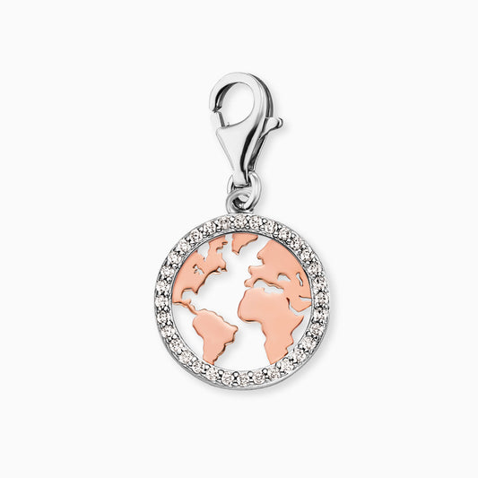 Engelsrufer women's charm world silver & rose with zirconia stones
