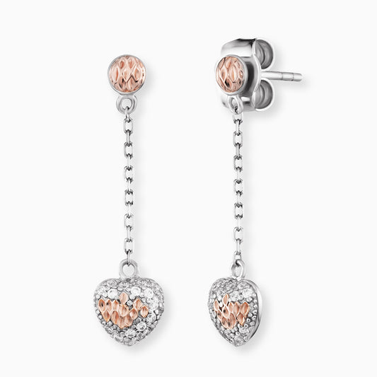 Engelsrufer Ohrhänger mit Stecker Herz Anhänger bicolor silber, rosegold und Zirkonia