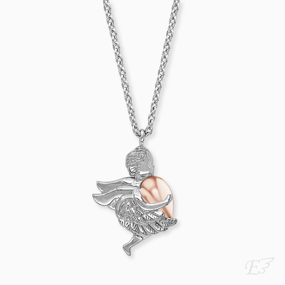 Engelsrufer women's necklace bicolor guardian angel rhodium plated