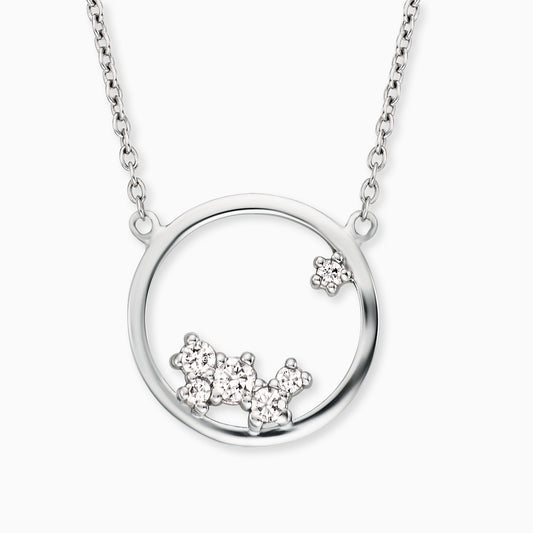 Engelsrufer silver necklace round pendant Cosmo with white zirconia stones