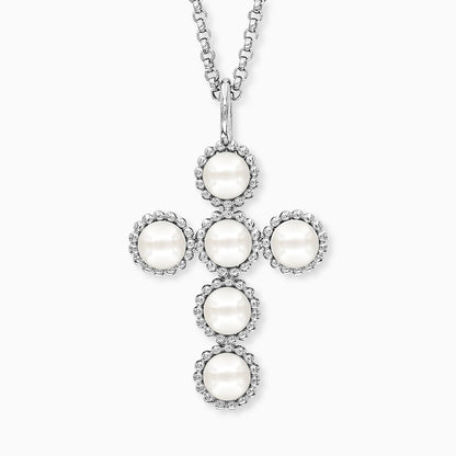 Engelsrufer necklace shell pearls silver with flower of life motif