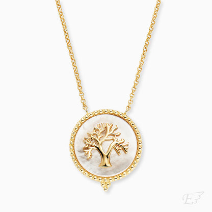 Engelsrufer women's necklace in gold with tree of life on white mother-of-pearl