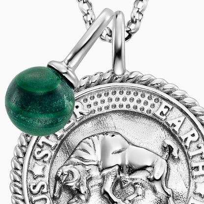 Engelsrufer Damen Kette Silber mit Zirkonia und Malachit Stein für Sternzeichen Stier