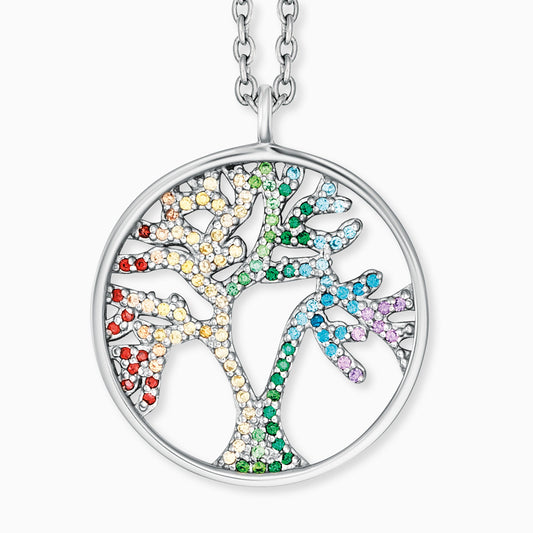 Engelsrufer necklace tree of life silver with zirconia multicolor