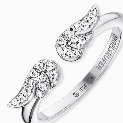 Engelsrufer women's ring silver open with wings made of zirconia stones