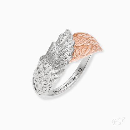 Engelsrufer size-adjustable ring wing symbol sterling silver rose gold plated