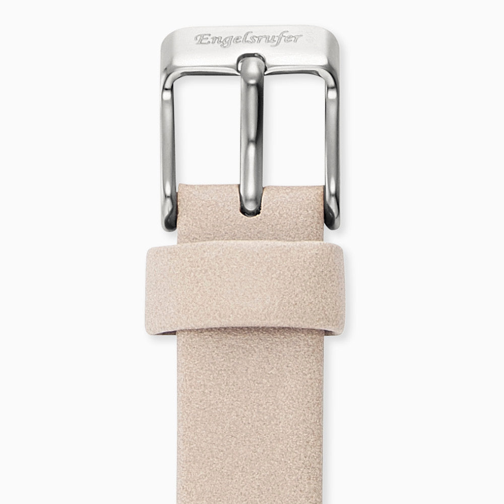 Engelsrufer leather watch strap beige with silver clasp 14 mm