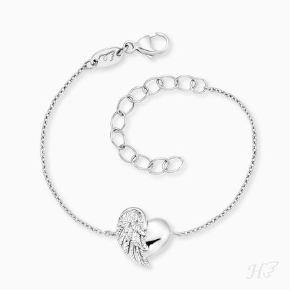 Engelsrufer Kinderarmband Mädchen mit Herzflügel in silber