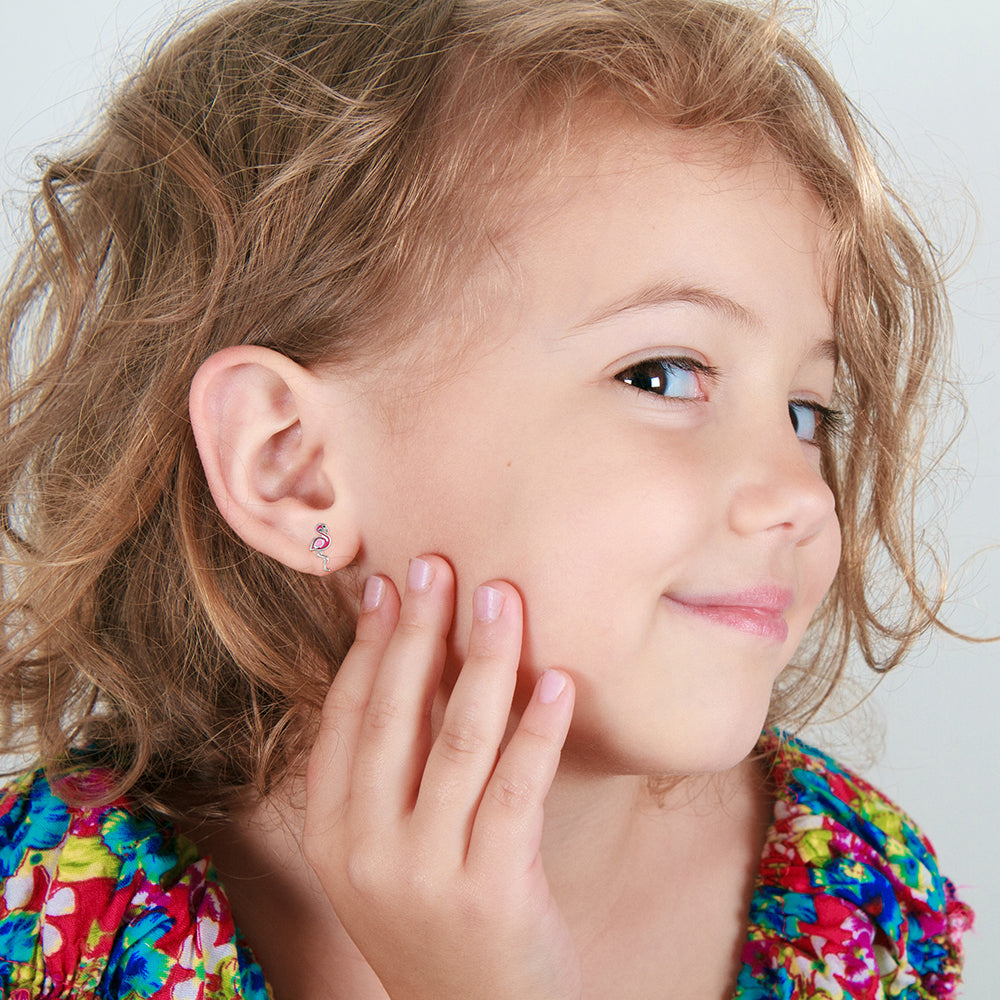 Engelsrufer children's earrings silver with pink flamingo