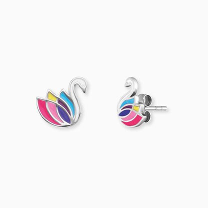 Engelsrufer children's earrings silver with colored swan