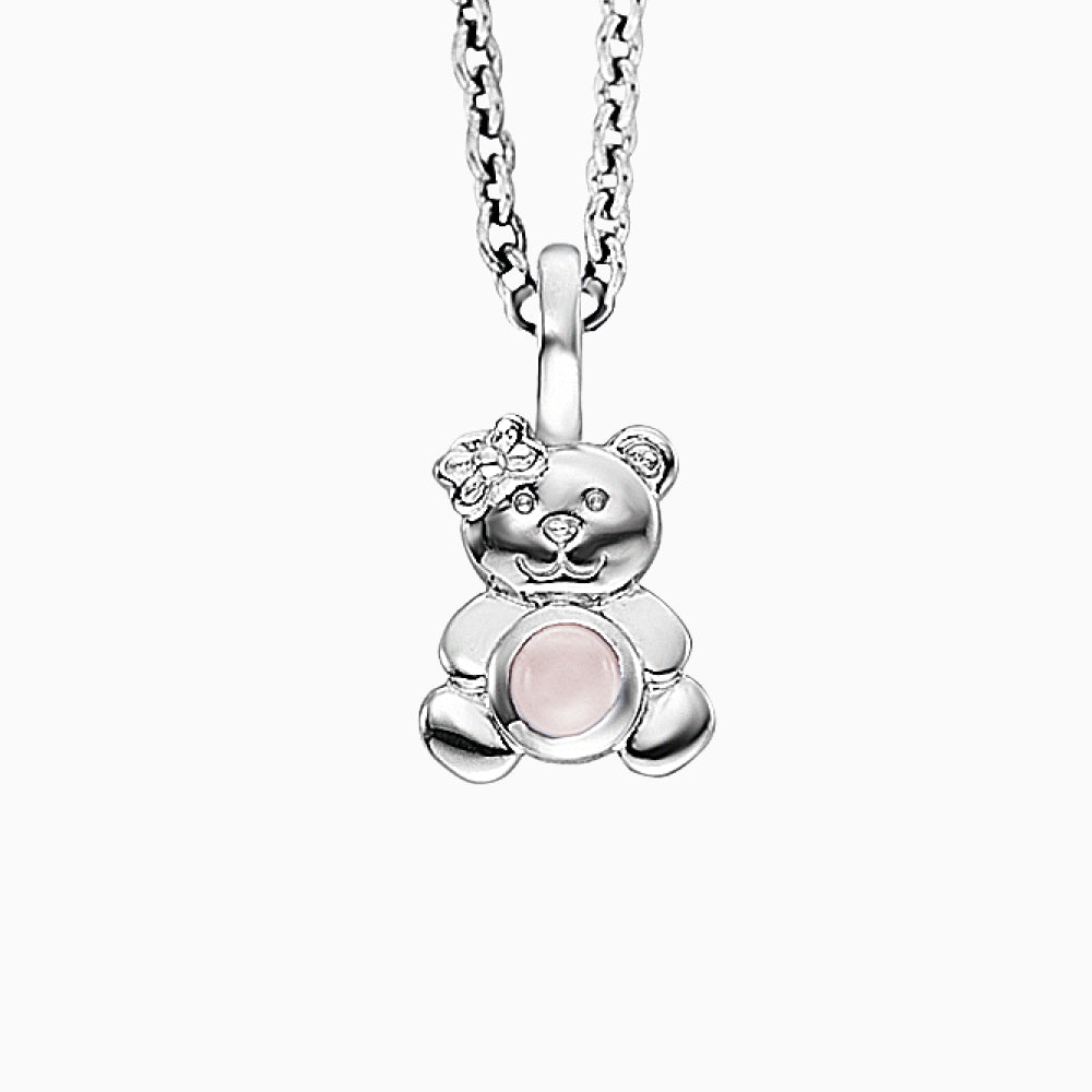 Engelsrufer children's necklace Teddy silver with rose quartz