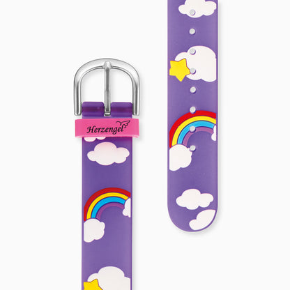 Engelsrufer Uhr Mädchen analog Regenbogen, Wolken, Sterne inkl. Stiftemappe