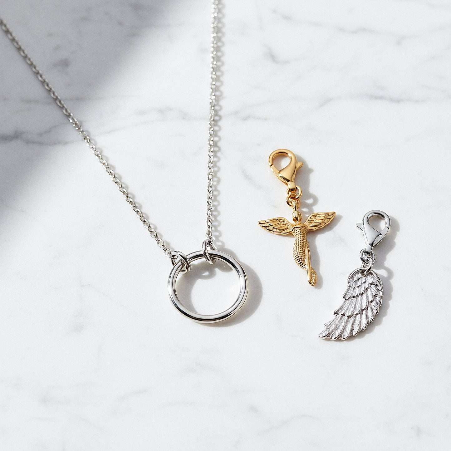 3er Schmuckset 925er Silber Halskette mit Charms