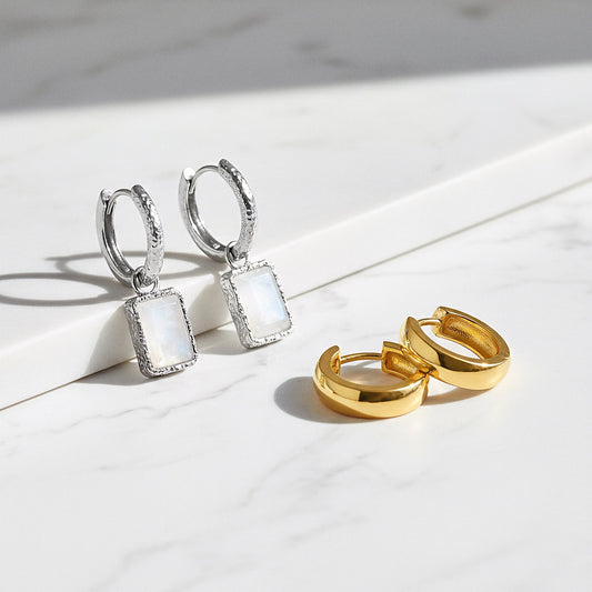 2er Schmuckset 925er Silber Creolen Pure Moon